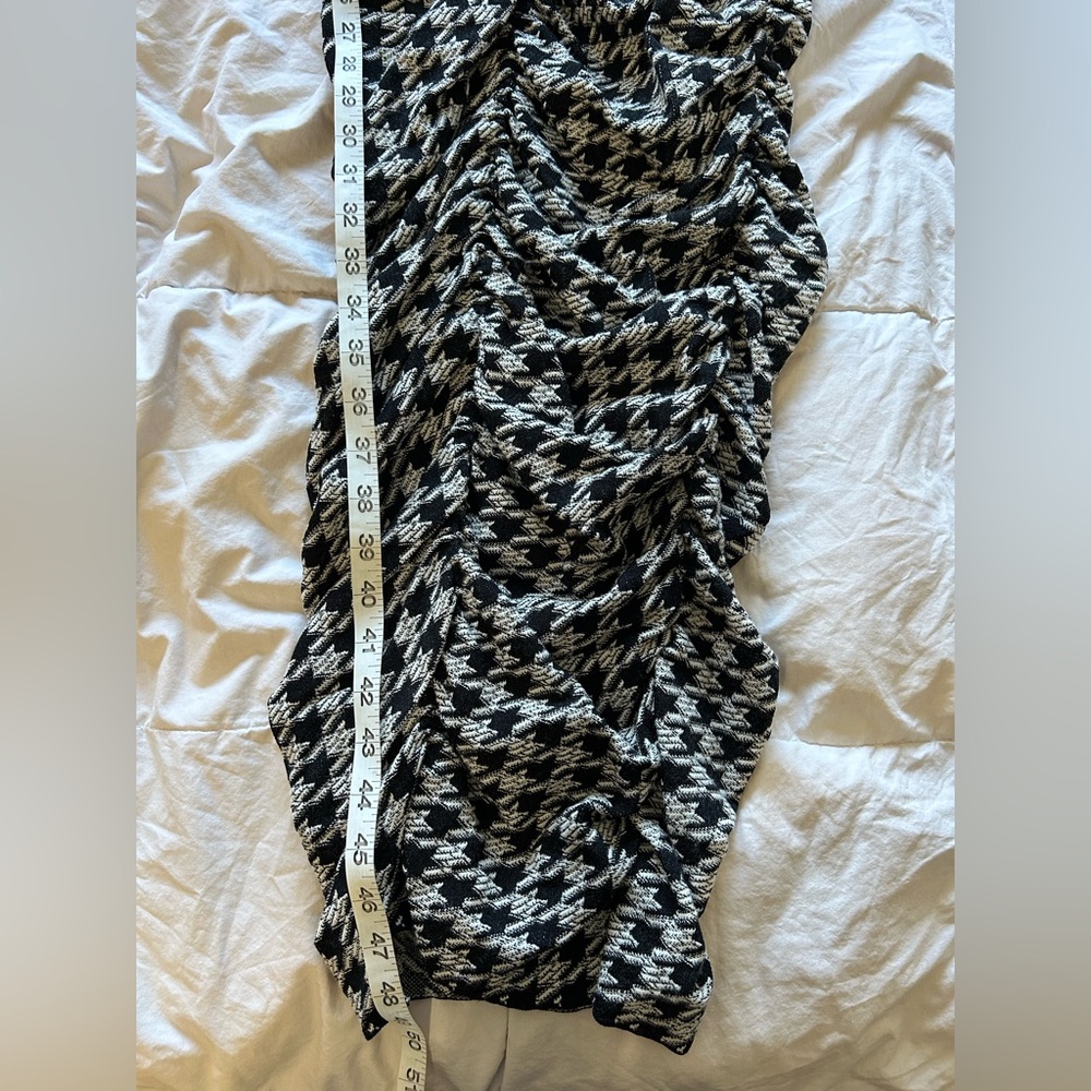 Zara Jacquard Ruched Draped Houndstooth Dress - Picture 16 of 16